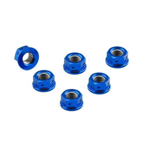 Aluminium Sprocket Nuts M10x(1.25mm) Drilled Pack x6
