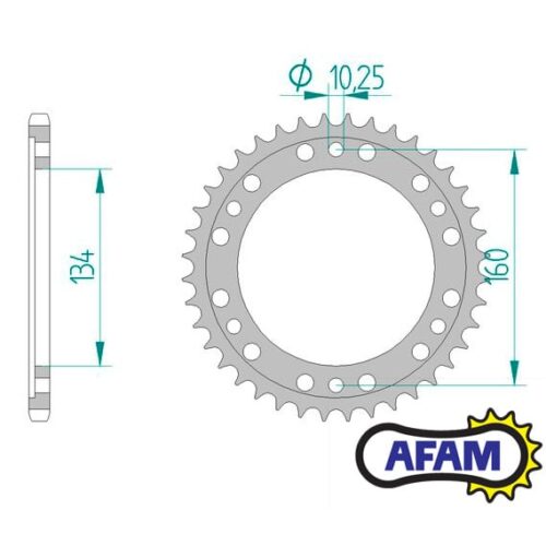 Afam Aluminum Rear Sprocket 520 pitch 44T Honda CBR1000RR-R 2020-2025